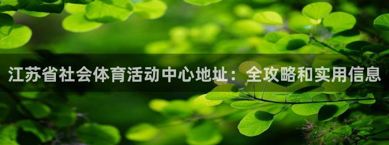 必一体育下载app：江苏省社会体育活动中心地址：全攻略和实用